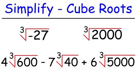 In the next section, we will explore <b>cube</b> <b>roots</b>, and use the methods we have shown here to <b>simplify</b> them. . Simplifying cubic roots